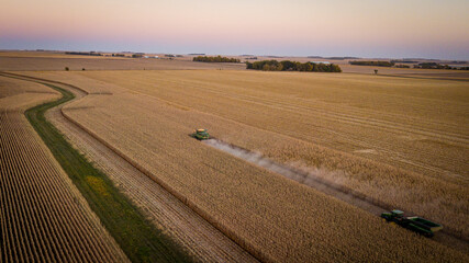 Fototapeta na wymiar Harvest Sunset from Drone