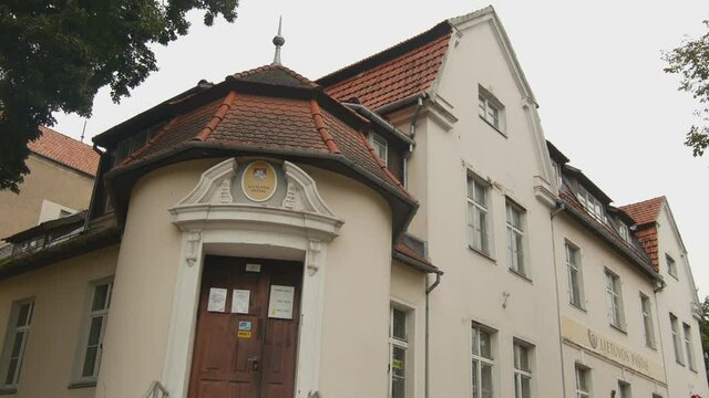 Entrance to Lithuanian Post Building in Silute
