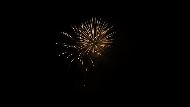 golden fireworks show in 4K slow motion 60fps.