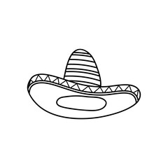 icon of mexican hat, line style