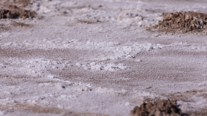 Up close photo of salt residue on Badwater basin, Death Valley, California
