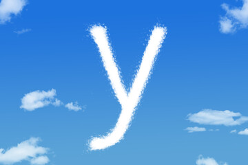 Naklejka premium Letter y cloud shape on blue sky