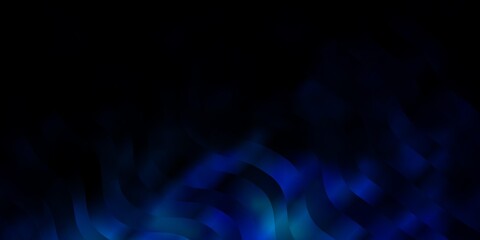 Dark BLUE vector background with curved lines. Bright sample with colorful bent lines, shapes. Design for your business promotion.