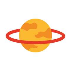 saturn sphere planet flat style icon