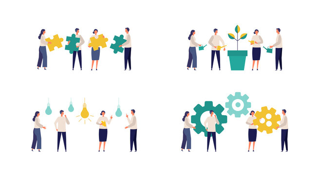 People cooperation concept. Partnership vector illustration.