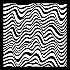 Abstract Geometric Background of Fluid Waves with Fashionable Striped Surface Pattern - Black and White, Vector Swirls