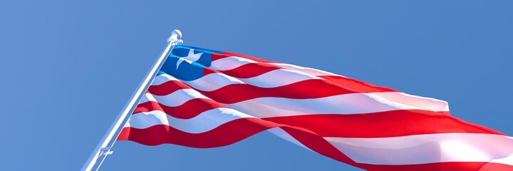 3D rendering of the national flag of Liberia waving in the wind