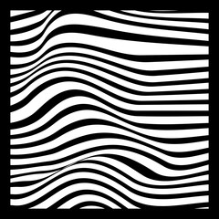 Fototapeta premium Abstract Geometric Background of Fluid Waves with Fashionable Striped Surface Pattern - Black and White, Vector Swirls