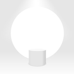 White cylinder template. 3d base stand podium or studio pedestal round platform showroom illustration