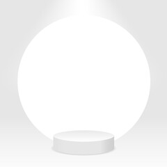 White cylinder template. 3d base stand podium or studio pedestal round platform showroom illustration