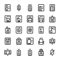 Set of lift, elevator, hotel, building outline style icon - vector