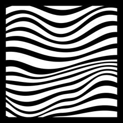 Fototapeta premium Abstract Geometric Background of Fluid Waves with Fashionable Striped Surface Pattern - Black and White, Vector Swirls