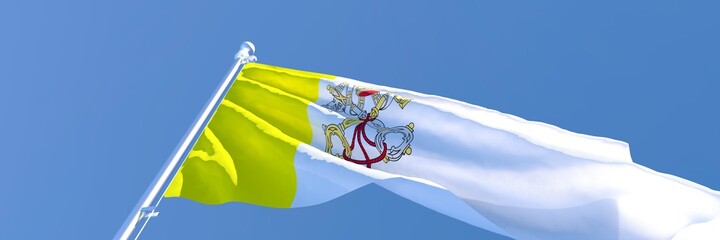 3D rendering of the national flag of Vatican waving in the wind