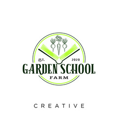 vegetable garden school logo illustration hand draw design vector 