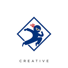 ninja jump logo illustration design vector 