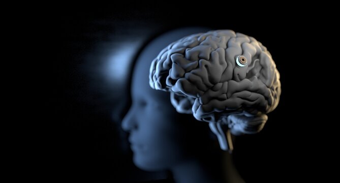 Neurotechnology, Implantable Brain Machine, Chip Inserted Into Brain.