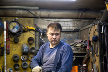 Fototapeta na wymiar Close-up portrait of a man in the workplace