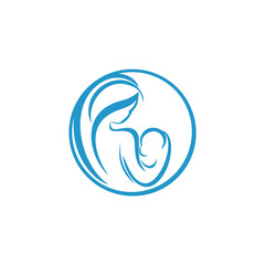 Fototapeta na wymiar mother and baby stylized vector symbol