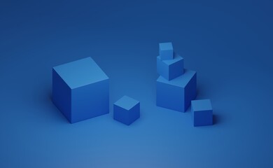 Fototapeta na wymiar blue cubes on blue background