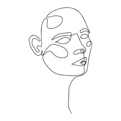 Continuous Line Drawing Of Woman Head. Fashion Minimalist Concept. Vector Illustration Of Line Art