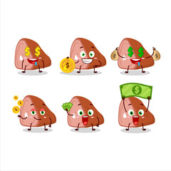 Meat cartoon character with cute emoticon bring money