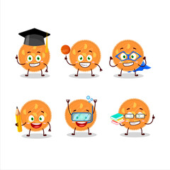 School student of orange pie cartoon character with various expressions