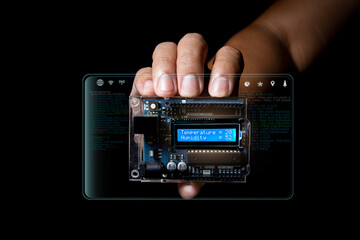 Arduino control broad element photo with infographic details