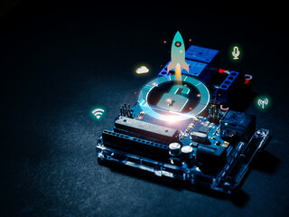 Arduino control broad element photo with infographic details