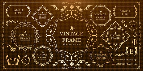 クリスマスのフレームセット、リースのデザイン、オーナメントや装飾デザイン