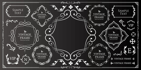 クリスマスのフレームセット、リースのデザイン、オーナメントや装飾デザイン