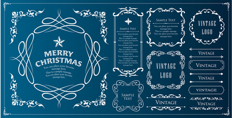 クリスマスのフレームセット、リースのデザイン、オーナメントや装飾デザイン