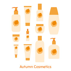 Autumn Skin Care Cosmetics. Vector illustration