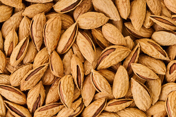 texture of almond nuts closeup