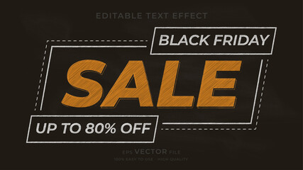 black friday typography chalkboard premium editable text effect