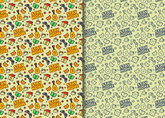 Cute Cat Stay at Home Cartoon Pattern