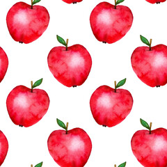 Art & Illustration pear apple pattern watercolor draw red orange fruit fresh