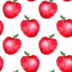 Art & Illustration pear apple pattern watercolor draw red orange fruit fresh