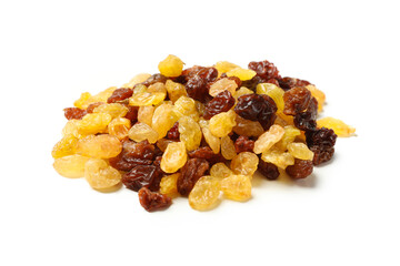 Bunch of raisins isolated on white background