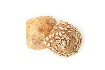 Fresh baked buns isolated on white background