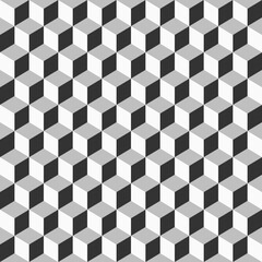 Seamless Pattern with Grayscale Cube. Geometric Cubes Background 3D Design. Geometric Cubes Background 3D Design. Repeating Geometric Tiles with Cubes. Design for Paper and Postcards
