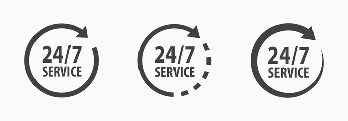 24-7 service icon. Vector illustration on white.