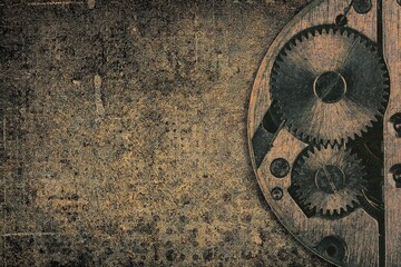 Watch movement on a grunge background. Steampunk art