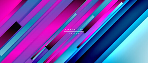 Dynamic lines on fluid color gradient. Trendy geometric abstract background for your text, logo or graphics