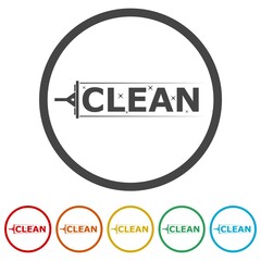 Cleaning service company logo ring icon, color set