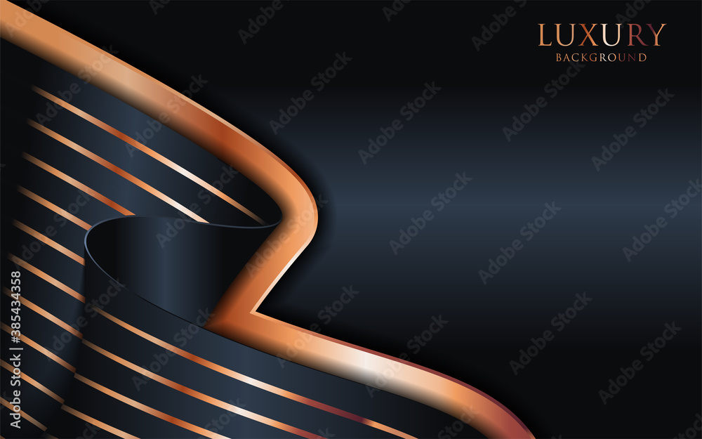 Poster luxury dark background combine with golden bronze lines and dots element.