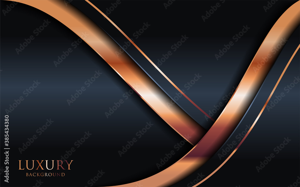 Poster Luxury dark background combine with golden bronze lines and dots element.