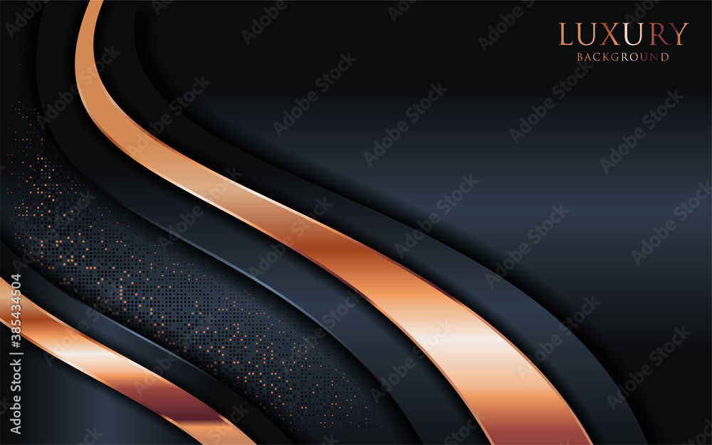 Poster luxury dark background combine with golden bronze lines and dots element.