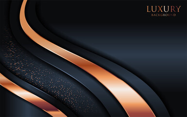 Luxury dark background combine with golden bronze lines and dots element.