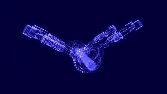Concept animation of a holographic valve mechanism rotating and also loopable