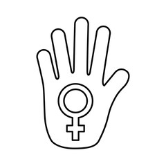female gender symbol in hand stop line style icon